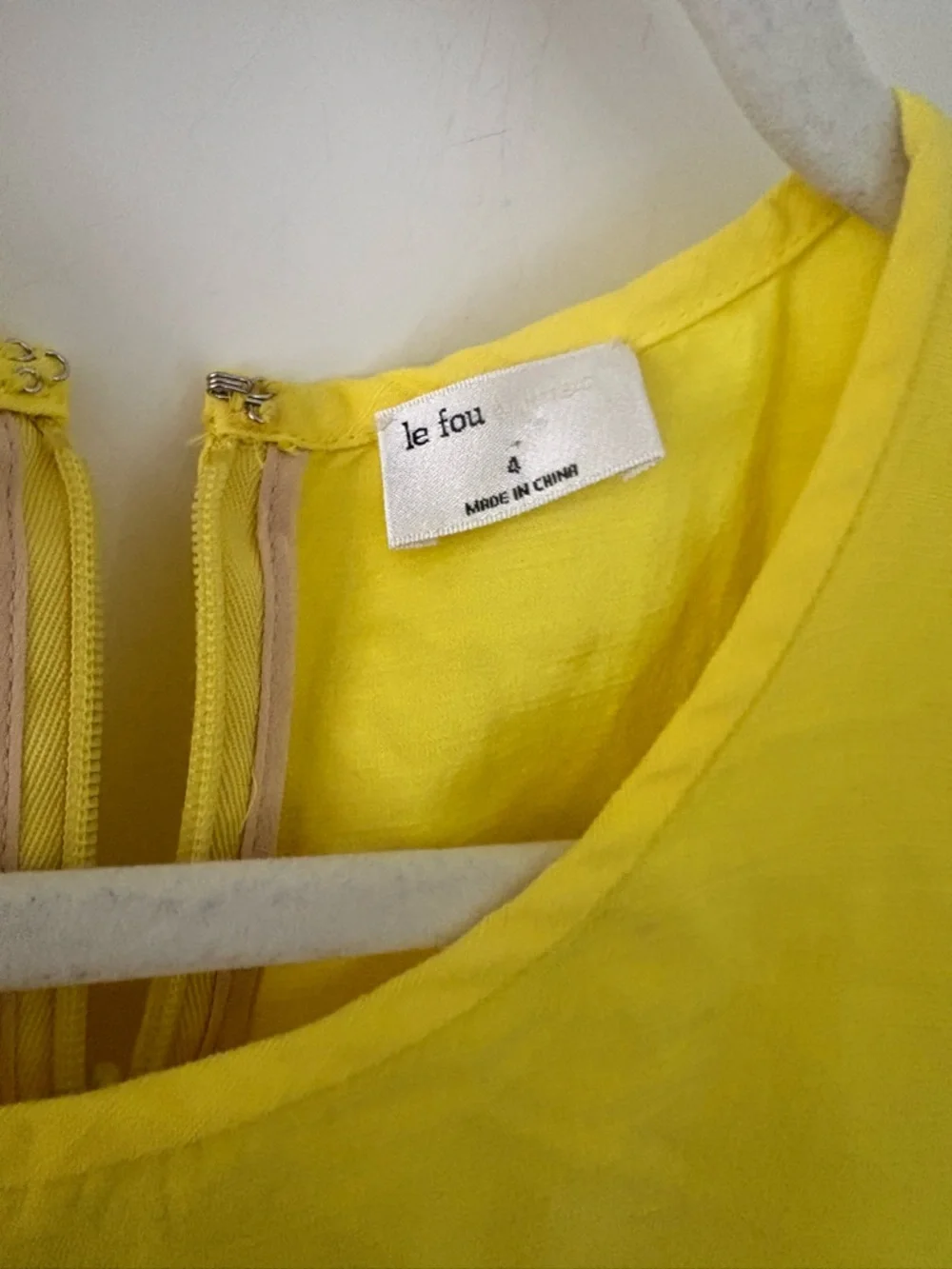 Le Fou Aritzia Bright Yellow Puff‑Sleeve Midi Dress Flowy Ruffles Cottagecore 4 - Picture 9 of 9